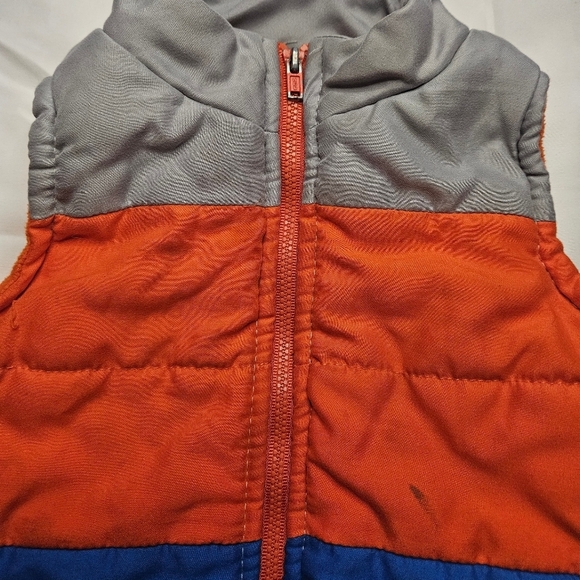 Wonder Kids Boys Orange, Blue And Gray Puffy Vest With Full Zipper Size 3T - Picture 3 of 10